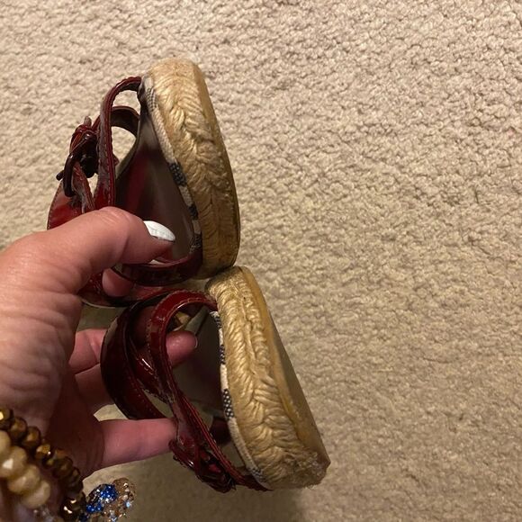 Auth Burberry EUC sandals leather straps & soles. Espadrille Wedge Made in Italy - Picture 9 of 10